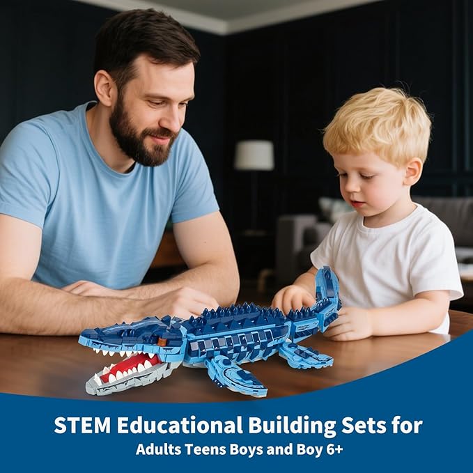 Mosasaur Dinosaurs Building Sets805 Pcs Ocean Animal Building ToysSea Creatures Creativit Model Building SetSTEM World Park Building KitsOffice Home Decor Gifts for AdultsTeens and Kids