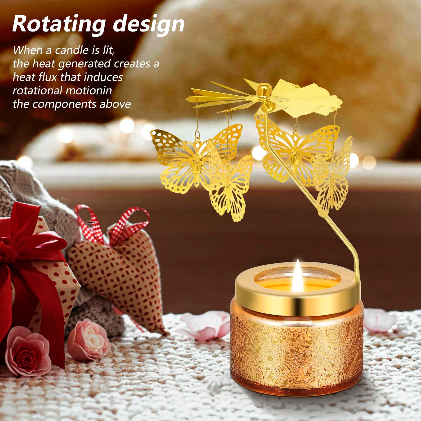 Kunrsug Butterfly Rotating Scented Candles Gift Set for Birthdays, Christmas, Thanksgiving, or As A Unique Present for Your Mom, Sister, Girlfriend, Colleagues, Friends, or A Dear Friend