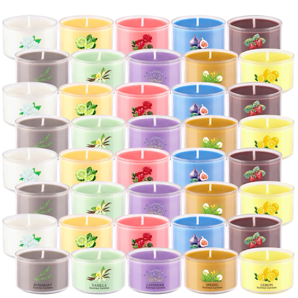 40 Scented Candle Set, 10 Fragrances, 35g Natural Soy Wax Candles with Smokeless Cotton Wicks, Ideal for Home Decor, Yoga, Meditation, Spa & Gifting.