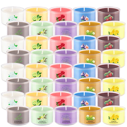 40 Scented Candle Set, 10 Fragrances, 35g Natural Soy Wax Candles with Smokeless Cotton Wicks, Ideal for Home Decor, Yoga, Meditation, Spa & Gifting.