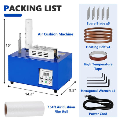 Saladulce 52ft/min High-Speed Bubble Wrap Machine - 280L/min Air Flow, Adjustable 4-27 Inch Air Cushion/Pillow Making Machine with 1 Test Film (110V)