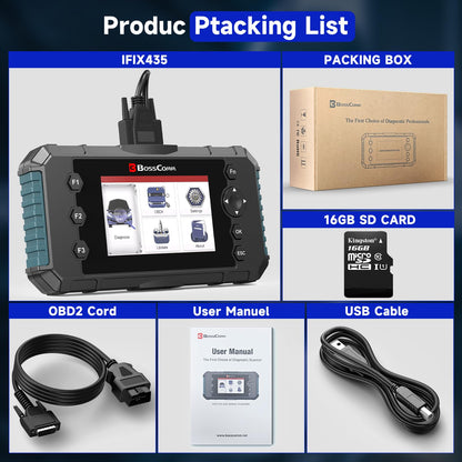 2026 BOSSCOMM IFIX435 All Systems OBD2 Scanner Diagnostic Tool,ABS SRS(Airbag) Transmission Engine Code Reader Diagnostic Scanner for Cars with Auto VIN, Easy to Use, Lifetime Free Update，EN/ES Ver