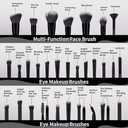 MAANGE Makeup Brushes 49 Pcs Makeup Kit, Multi-functional Makeup Tool Set with Makeup Brush Foundation Brush Make up Brushes Set (Black, 49 Piece Set)
