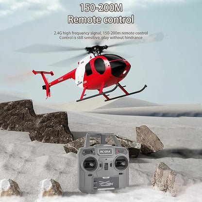 C189 Remote Control Helicopter 2.4G 6CH UAV 1:28 Brushless Motor RC Helicopter Single Blade Flybarless Remote Helicopter RTF with Optical Flow Localization 2 Battery - Red