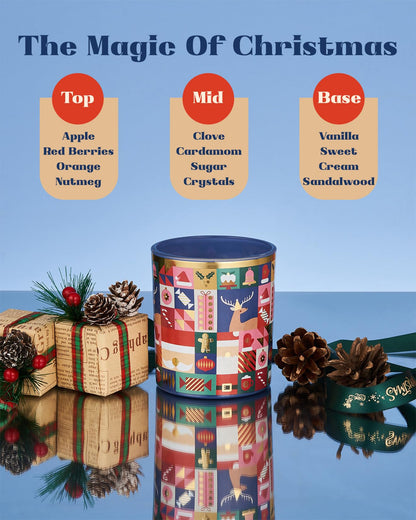 M&SENSE Magic Christmas Soy Candle for Home, Soy Wax 9.9oz 55 Hours Clean Non Toxic Slow Burn, Relaxing Cozy Winter Candles for Stress Relief, Christmas Scented Gift for Holiday Celebration