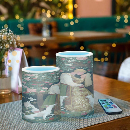 ALAZA Flameless Candles with Remote Timer,Man Woman Floral Tree Battery Operated Candles Set of 2 LED Tea Lights Flickering Pillar Votive Candles for Indoor Outdoor Decor