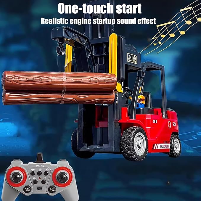 Remote Control Forklift 11 Channel 2 in 1 RC Forklift Transform Lift Fork &amp Hook 2.4Ghz RC Construction Vehicle Toy with Lights Sound Spray Function for Kids Adults