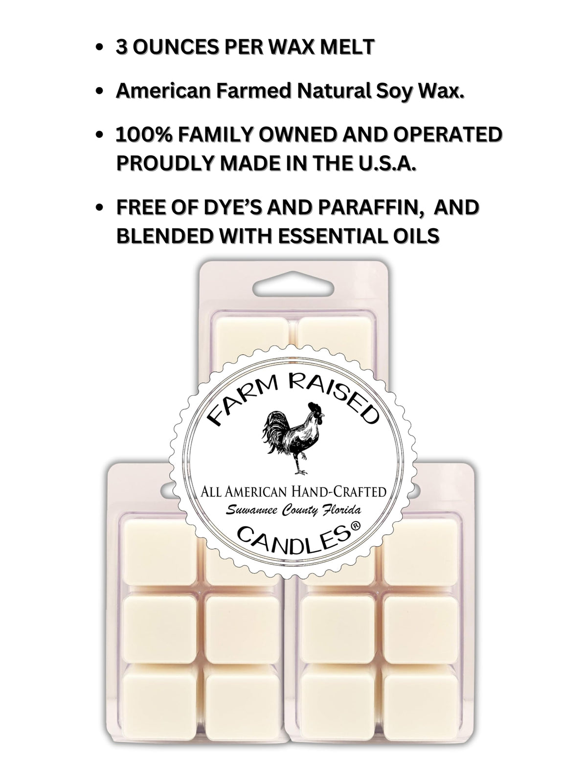 Farm Raised Candles White Tea & Sage Soy Wax Melts 3 Pack – Fresh from the Farm Scented Wax Cubes for Wax Warmers – Clean Resort Spa Fragrance – Made in USA