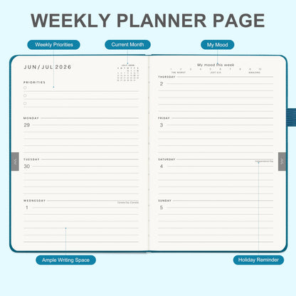 And Per Se Academic Planner 2026-2027 – Weekly & Monthly Planner, July 2026 to June 2027, A5 Leather Hardcover with Inner Pocket – Student & Teacher Organizer, 5.7" x 8"(Dark Turquoise)