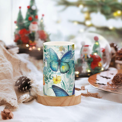 Lights Flameless Candles Butterfly Floral Pillar Candles Set of 2 Battery Operated Remote Control Warm Lights Home Decor