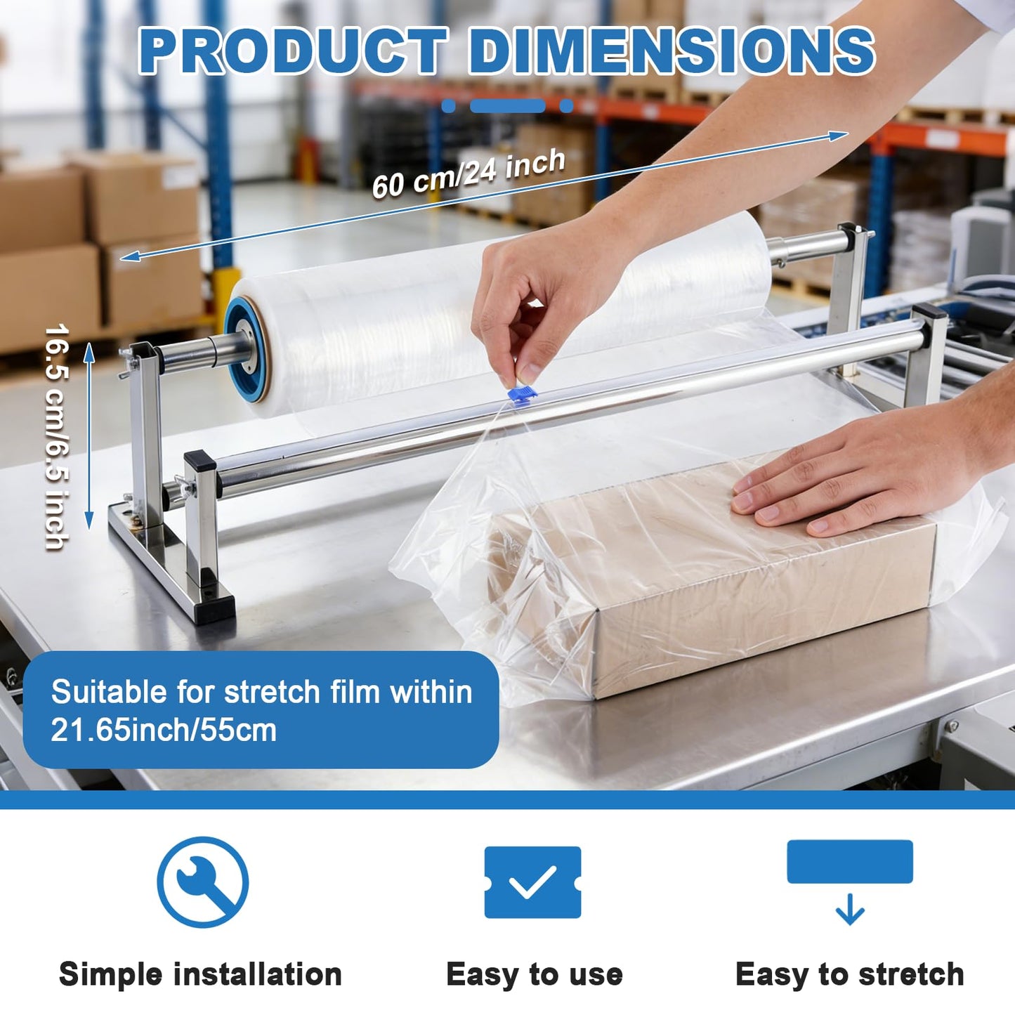Consfly Manual Stretch Film Dispenser Wrapping Machine for Small Business Packaging, Shipping & Warehousing