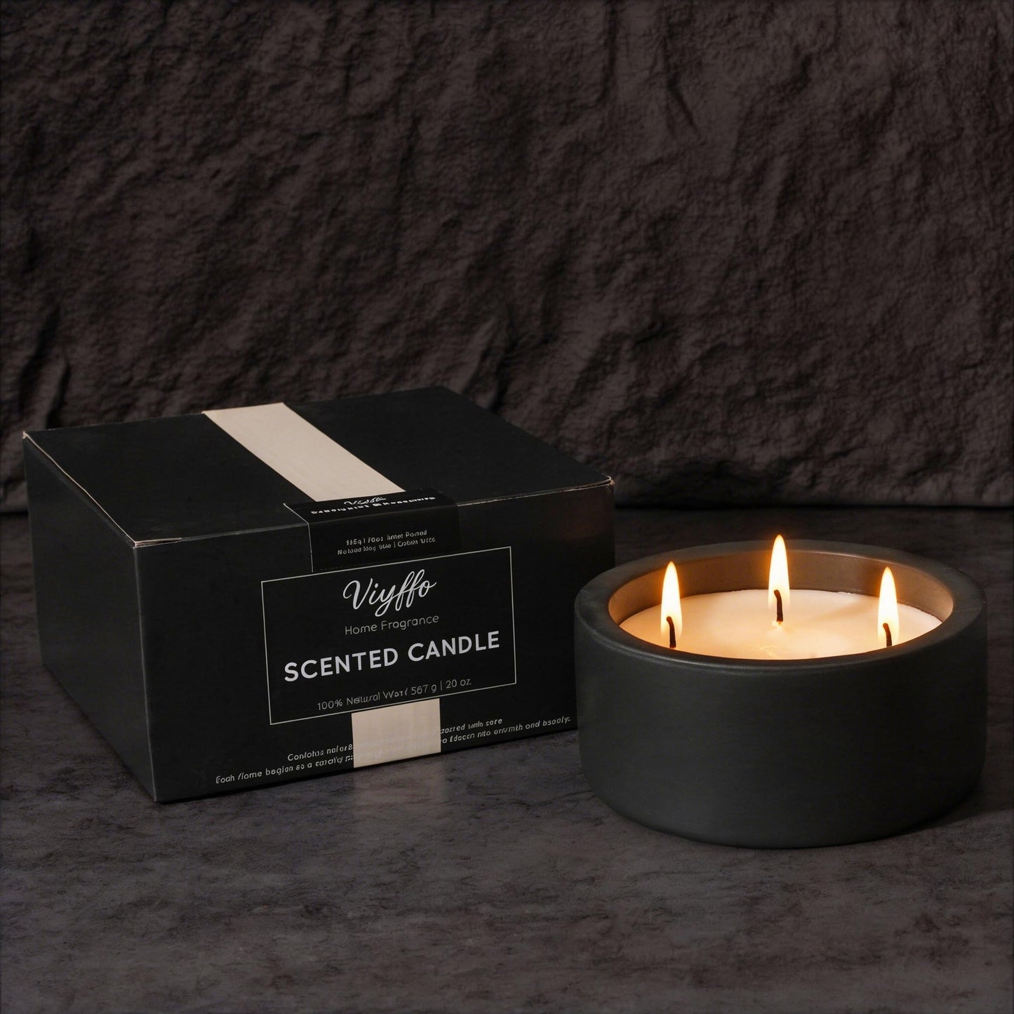 Viyffo 20oz Large Scented Candle – Eucalyptus & Rosemary, 3 Wick Non Toxic Soy Candles for Women & Men, Matte Black Ceramic Jar, Luxury Home Fragrance, Elegant Room Decor & Premium Birthday Gift