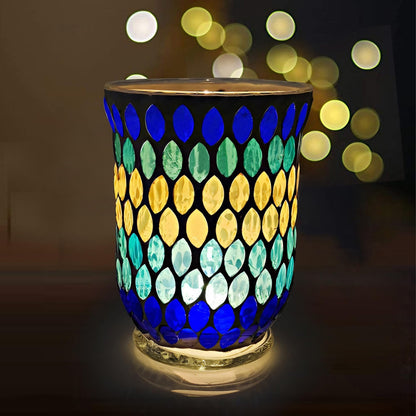 Maimeili Glass Candlestick Romantic Mosaic Broken Candlelight Aromatherapy Candle Cup for Valentine's Day Christmas Thanksgiving Tables Center of Party Decorations(NO Candles)
