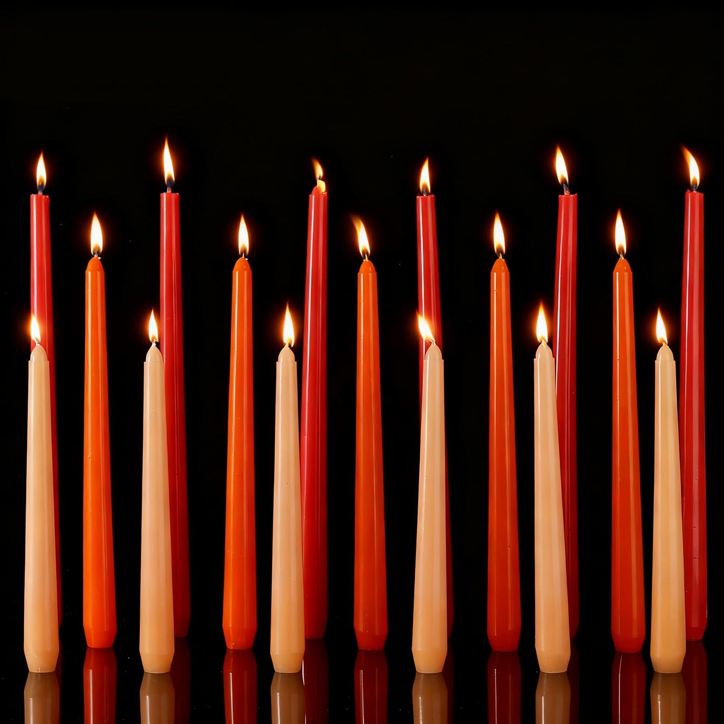 MTLEE Taper Candles 8/10/12 Multi Height Unscented Taper Candles 8 Burn Hours for Dinner Decorative Home Decoration Fall Thanksgiving Wedding Party Candlesticks(Gradient Orange,36)