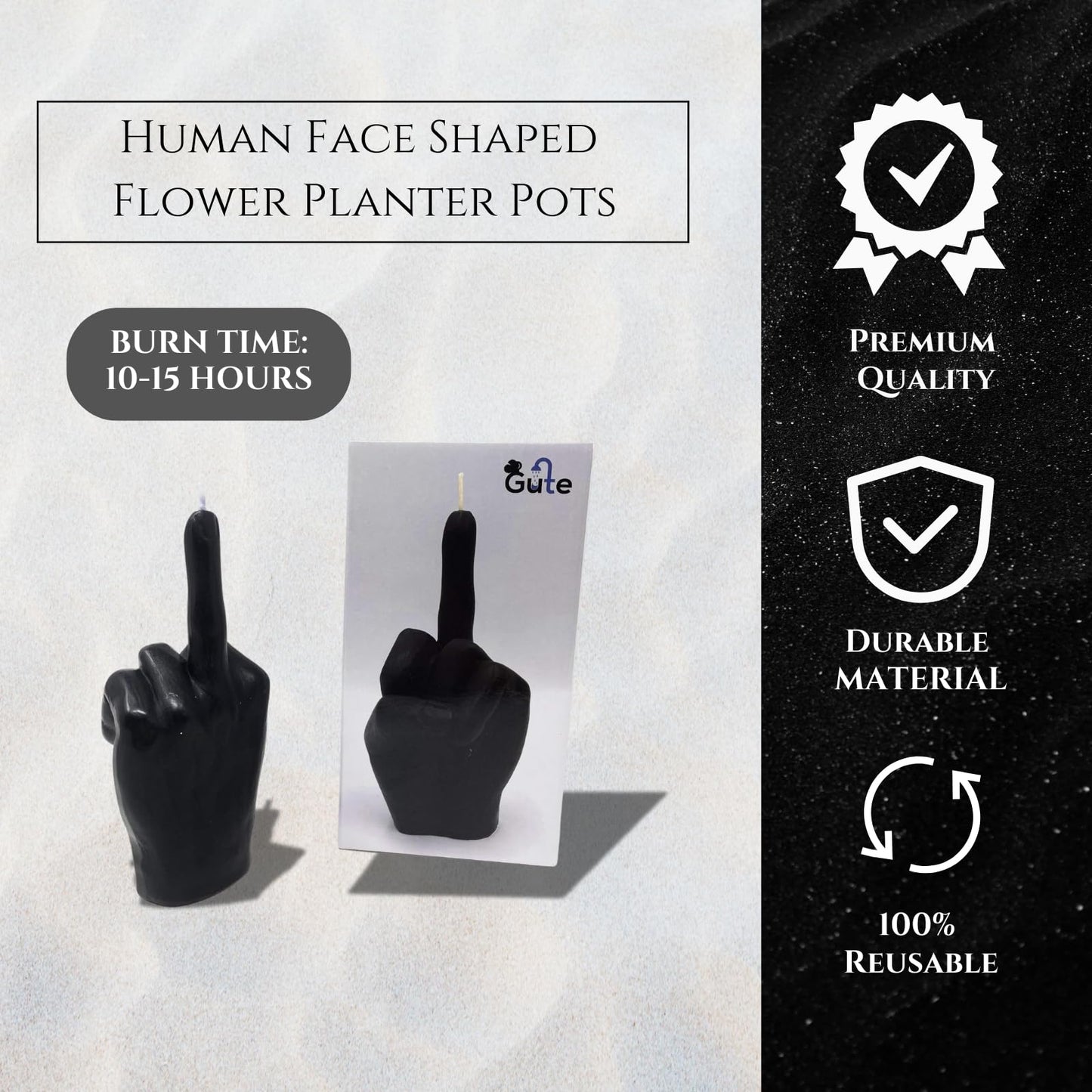 GUTE Middle Finger Candle - Hand Gesture FCK You Candle (Black)