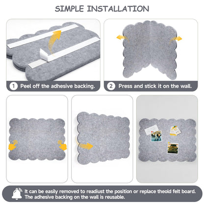 Felt Bulletin Board 36" x 24" Cork Board Alternative,Decorative Felt Pin Board Foldable Cork Boards for Walls Self-Adhesive Cork Board for Home Office Classroom Pin Board (Light Gray)