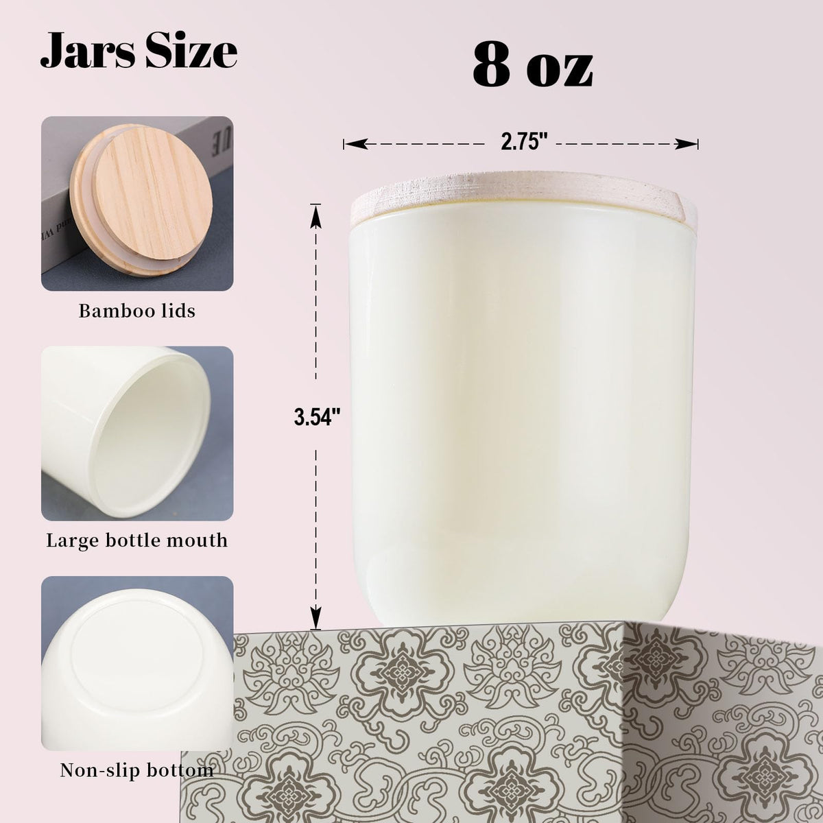 LETINE White Candle Jars 8 oz - 12PCS Glass Candle Vessels with Lids for Candle Making Supplies, Home Storage & Wedding Gifts | Versatile Candle Containers for Making Candles & DIY Crafts
