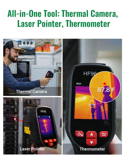 HF96 Thermal Camera with AI Scene Detection, Laser Pointer, 240x240 Super Resolution, -4°F~1022°F, Thermal Imaging Camera for HVAC Electrical Building Inspection,25Hz Infrared Camera,11h Runtime
