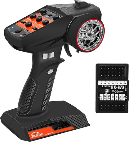 Hobby Fans RC Radio System 7CH 2.4G RC Transmitter with Receiver Anti-Jamming Remote Controller for RC Car Crawler Boat Knob
