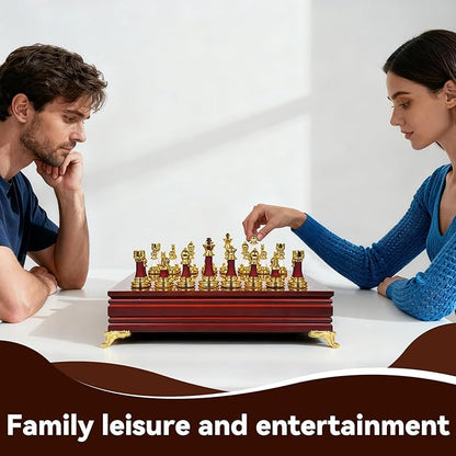 15-Inch Large Chess Set for Adults and Kids – Weighted Zinc Alloy &amp Acrylic Chess Pieces with Wooden Chess Board Premium Classic Board Game for Home Office Family Game Night &amp Gifts