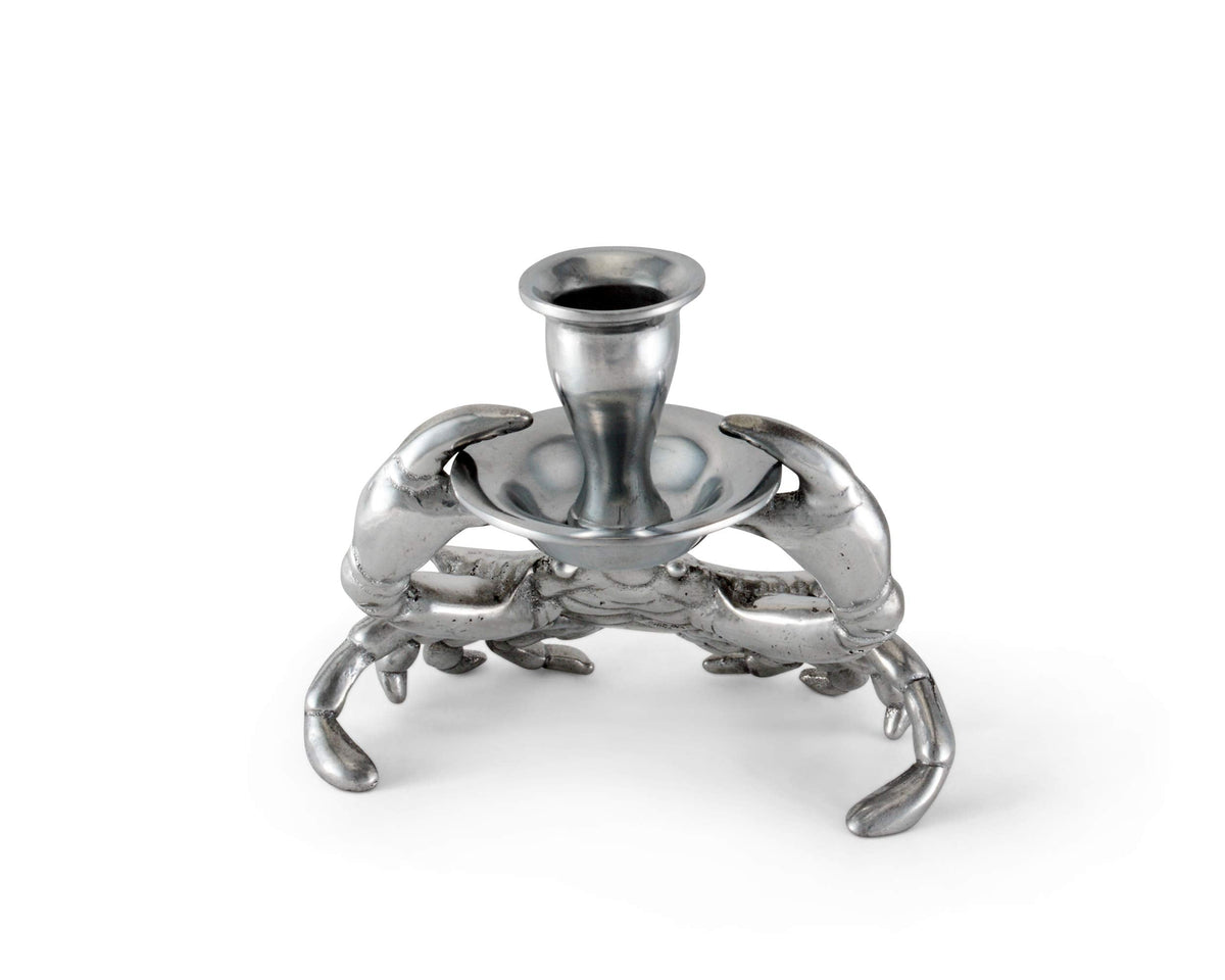 Arthur Court Aluminum Metal Crab Candle Holders/Candlestick - Perfect for Outdoor Table or Ocean/sea décor Quality Durable Silver Metal 5.5 inch Tall