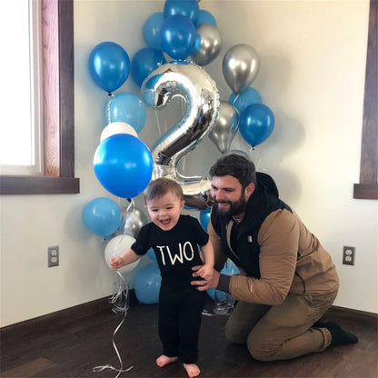 Silver Number Balloons, 40 inch Large Number 2 Foil Helium Balloons for Girls Women, Self Inflating Number Balloons 0-9 for Men Boys 2nd 12th 30th Birthday Anniversary Party Celebration Decoration