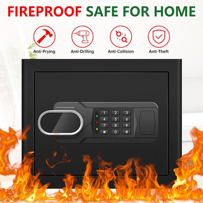 1.8 CUFT Fire Proof Safe for Home Documents, Steel Security Fireproof Safe with Programmable Keypad, Removable shelf and Spare Keys, Home Safes Water and Fireproof for Money Medicine and Valuables
