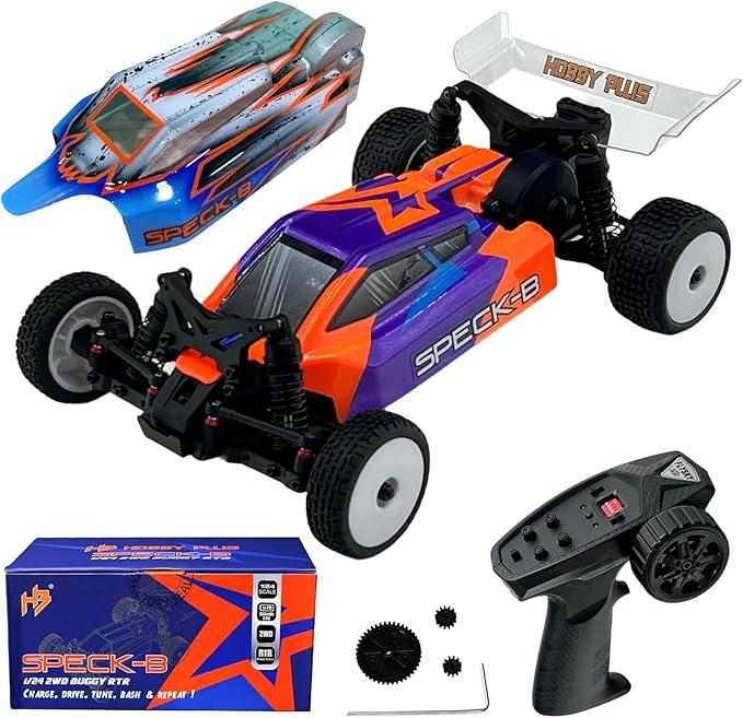 HOBBYPLUS Speck B 1/24 2WD Mini RC Car - RTR RC Buggy Fast Mini Racing Buggy Brushless Ready – Remote Control Car Racing Vehicles (Razor Orange + Body)
