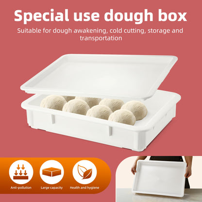 SHUNYILONG Pizza Dough Proofing Box 5-Piece Set - Stackable Dough Boxes with Lids (17.84" D x 12.8" W x 7.8" H) & Bakery Storage Containers for Bread, Sourdough - Commercial Food Prep