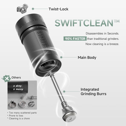 STARESSO D9 Manual Coffee Grinder, SWIFTCLEAN System | 0.008mm Ultra-Precise Adjustment | Professional Hand Grinder for Espresso, Pour Over