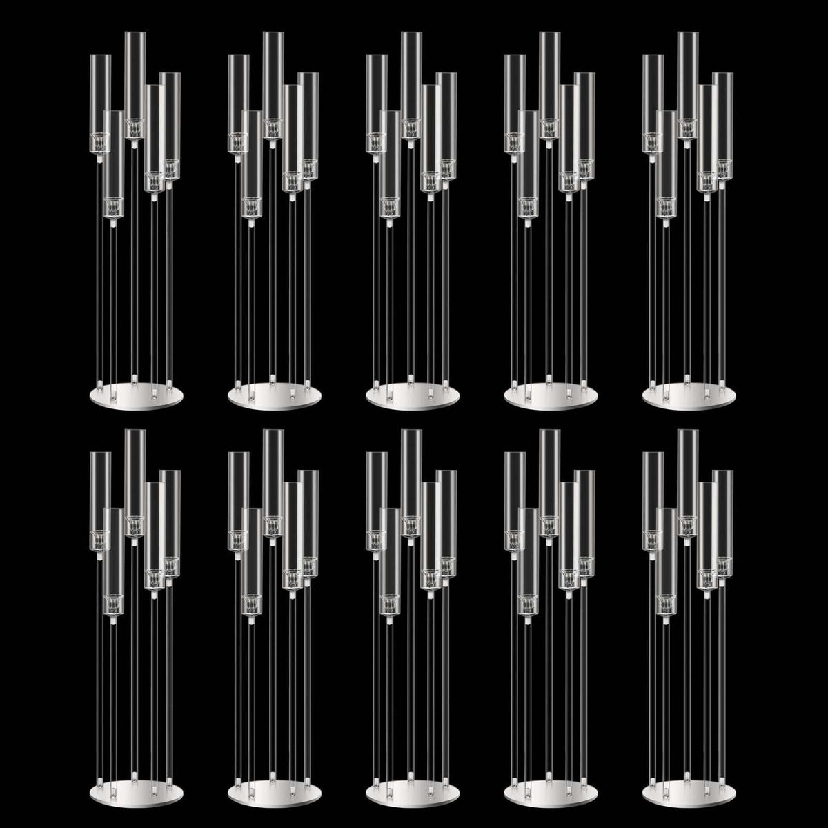 42.5inch 10pcs Acrylic Candelabra Centerpieces for Tables 5 Arms Wedding centerpieces for Decorations