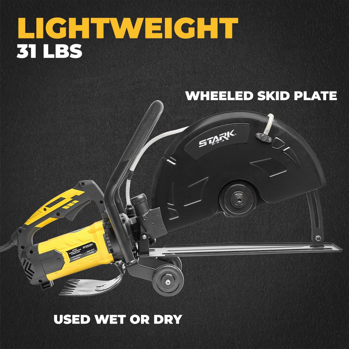 XtremepowerUS 3200W Electric 16" Circular Saw Concrete Saw Wet/Dry Concrete Cutter 20AMP With Water Line Attachment Wet Concrete Saw (Blade Included) Ideal for DIY House, Foundation