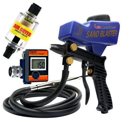 LE LEMATEC Premium Sand Blaster Gun Kit, Air Compressor Oil Water Separator, and Air Pressure Regulator