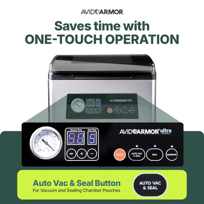 Avid Armor USV32 Chamber Vacuum Sealer Machine – 11.5" Sealing Bar, Glass Lid, Seal Meats, Soups, Sauces & Liquids, Marinate in Minutes, Sous Vide Ready, Accessory Hose Included, Stainless Steel
