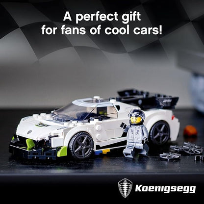LEGO Speed Champions Koenigsegg Jesko 76900 Racing Sports Car Toy with Driver Minifigure Racer Model Set for Kids