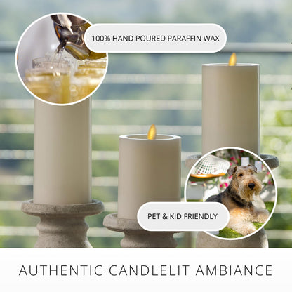 Luminara - Flameless LED Battery Operated Flickering Pillar Candles - Pearl Ivory - Pack of 1-3x6.5 - Realistic Moving Flame Real Wax Indoor/Outdoor