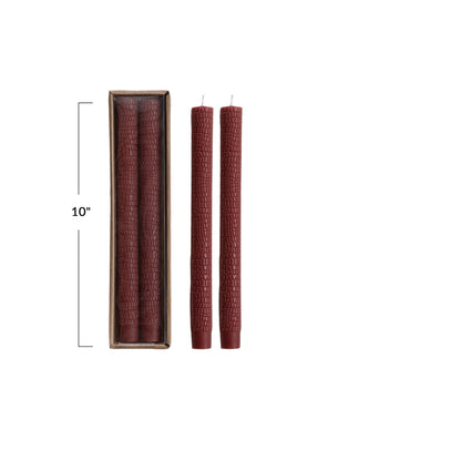 Creative Co-Op 2-Piece 10" Unscented Animal Print Taper Candles in Box, Brown