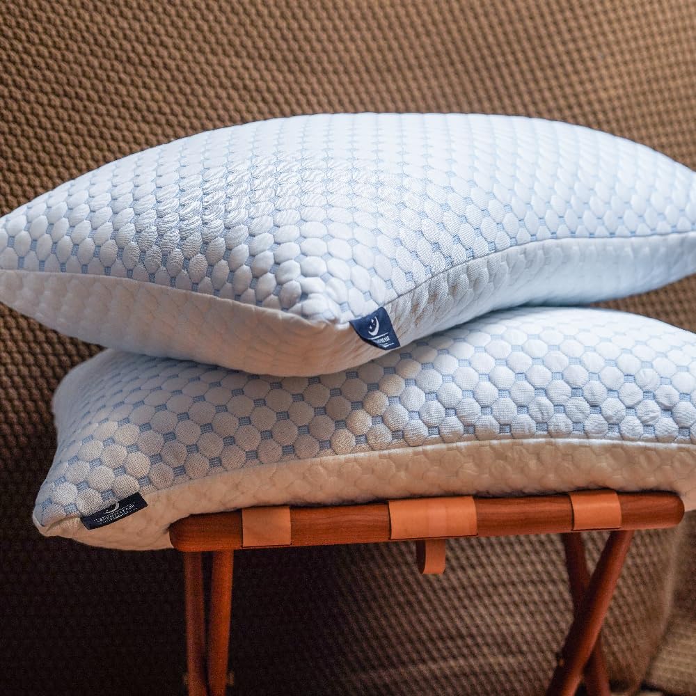 sereniteease Cooling Bed Pillows for Sleeping 2 Pack Shredded Memory Foam Pillows Adjustable Cool Pillow for Side Back Stomach Sleepers Pillows Queen Size Set of 2 Washable Removable Cover
