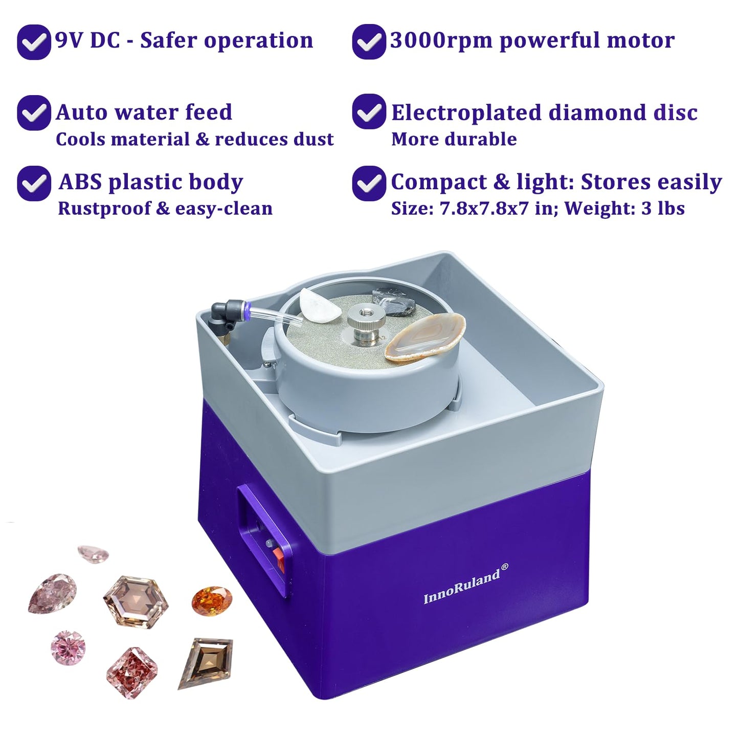 4” Flat Grinding Machine Stone Rock Polisher, Grinder, Shaper Shaping and Polishing Tools, Mineral Rock Polishing Machines, Grinding Machines