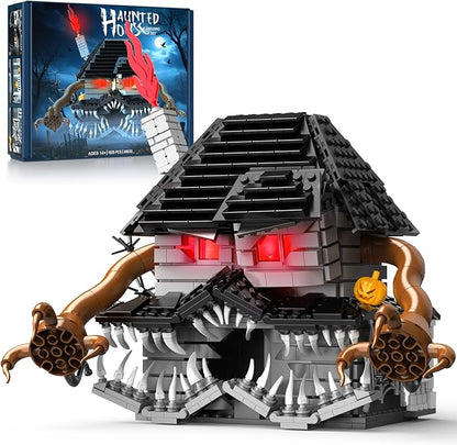 Cubique Halloween Haunted House Building Set Miniature Horror House Decor Model Kit with LED Light Haunted Mansion for Adults Teens Age 14+ Horror Movie Fans (1025 PCS)