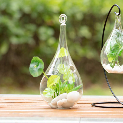WGV Glass Hanging Plant Terrarium, Width 4", Height 9.25", Teardrop DIY Air Succulent Planter Clear Tea Light Votive Candle Holder, Wedding Event Office Home Outdoor Decor, 1 Piece