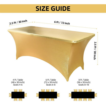 ZarzaaSik 6-Pack 4ft Spandex Table Covers for Rectangular Folding Tables - Wrinkle Resistant Stretch Tight Table Cloths - Ultimate Fitted Table Protector for Parties, Trade Shows, and Wedding