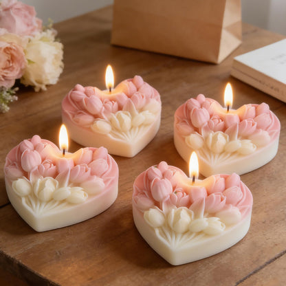 Tulip Heart Flower Petal Mold - Cylinder Molds Silicone Wave Spiral Candle Mold - Silicone Resin Casting Molds for Candle & Resin & Soap Craft Supplies