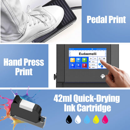 P6 Inkjet Coding Machine with 7" Touch Screen,0.08-0.5" Batch Code Printer with 42ml Black Ink Cartridge for Expiry Dates,Logo,Barcode,QR Code,Batch Lot Number,Label, Date Printer for Various Material