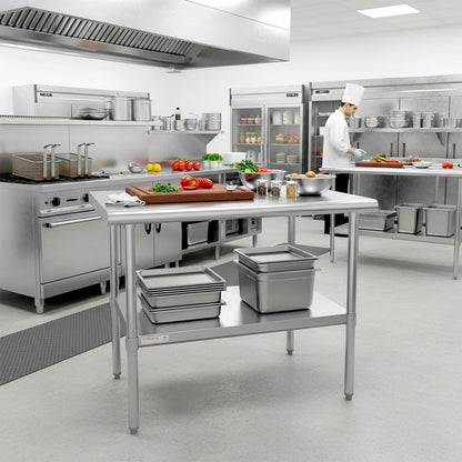 STABLEINK NSF Stainless Steel Prep Table 48x24 Inches 4ft, Metal Work Table with Adjustable Undershelf, for Commercial Kitchen, Restaurant, Hotel, Laundry and Garage
