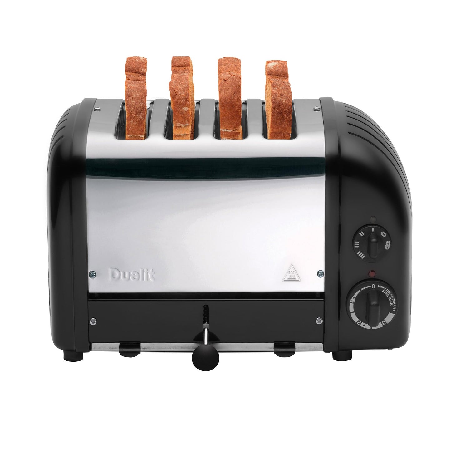Dualit Classic 4 Slice NewGen Toaster - Stainless Steel - Hand Built in the UK - Replaceable ProHeat elements - Defrost Bread - Mechanical Timer - Matt Black Classic Toaster