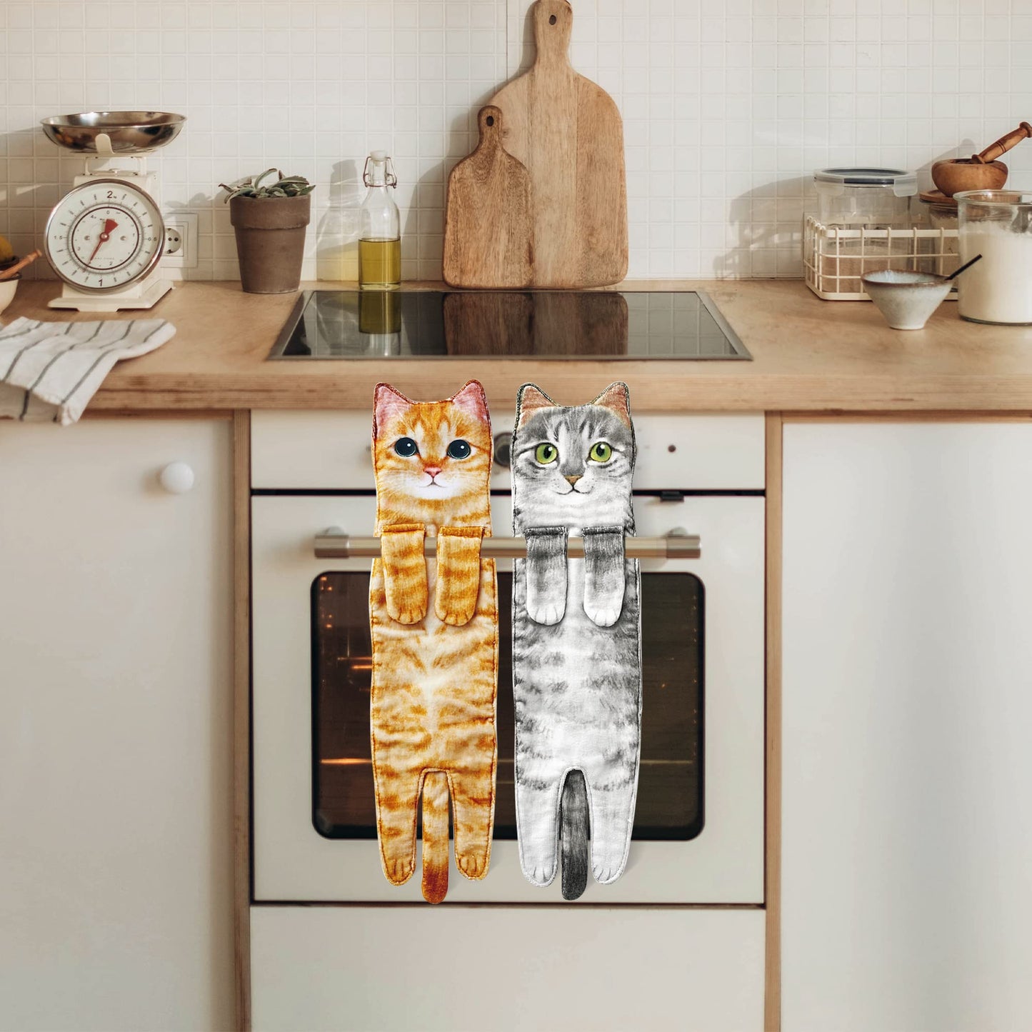 DaisyJoy Cat Funny Hand Towels for Bathroom Kitchen- Cute Decorative Kitten Decor Hanging Face Towels- Unique Housewarming Valentines Mothers Birthday Gifts for Women Mom Cat Lovers