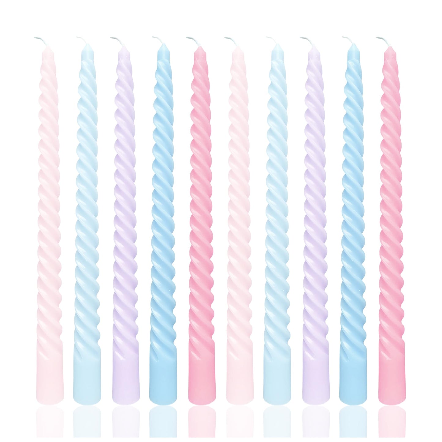 10 Inch Cream Candy Taper Candle Set, 10 Pack Elegant Unscented Dripless Candlesticks for Family Dinner Parties Home Decoration Picnic