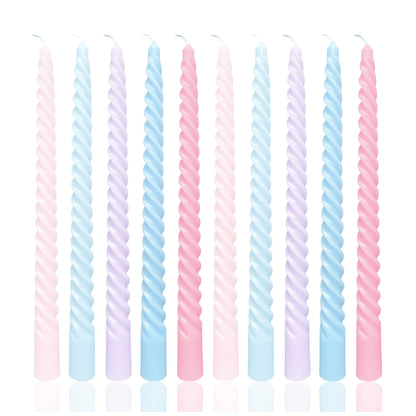 10 Inch Cream Candy Taper Candle Set, 10 Pack Elegant Unscented Dripless Candlesticks for Family Dinner Parties Home Decoration Picnic