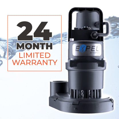Barnes 130234A Model ESB33 Expel Submersible Sump Pump - High-Efficiency for Residential Use, Cast Iron Vortex Impeller, 1/3 HP, 45GPM, Integral Float Switch, 9-Foot Waterproof Cord, Black